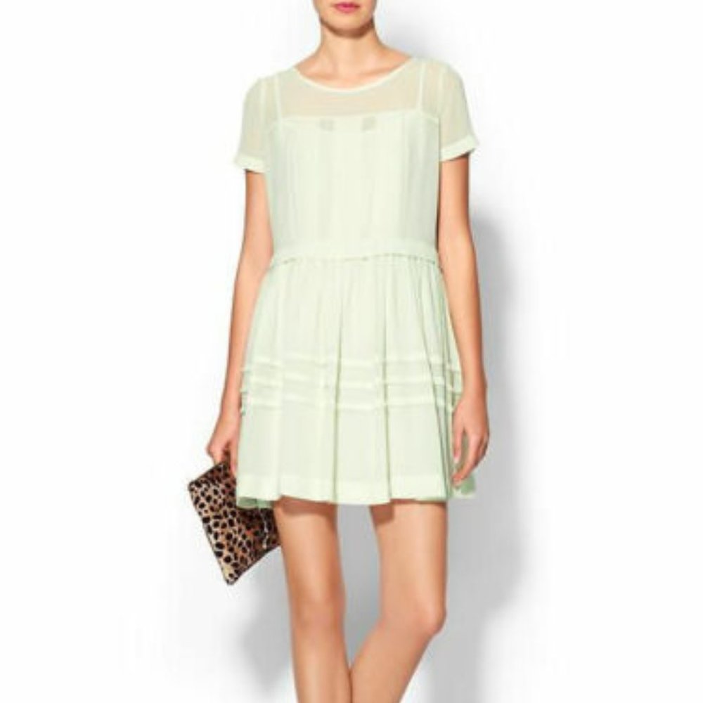 French Connection | Chiffon Solar Spells Dress in Lime Green